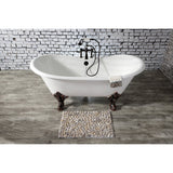 Aqua Eden VCT7DS6731NL5 67-Inch Cast Iron Double Slipper Clawfoot Tub with 7-Inch Faucet Drillings, White/Oil Rubbed Bronze