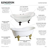 Aqua Eden VCT7DS6731NL5 67-Inch Cast Iron Double Slipper Clawfoot Tub with 7-Inch Faucet Drillings, White/Oil Rubbed Bronze