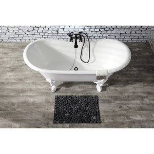 Aqua Eden VCT7DS6731NLW 67-Inch Cast Iron Double Slipper Clawfoot Tub with 7-Inch Faucet Drillings, White