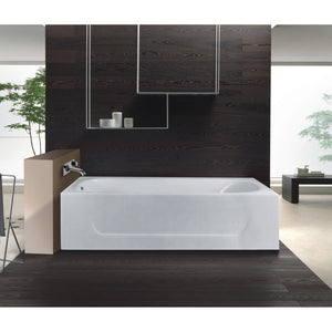Aqua Eden VCTAP603015L 60-Inch Cast Iron 3-Wall Alcove Tub with Left Hand Drain Hole, White