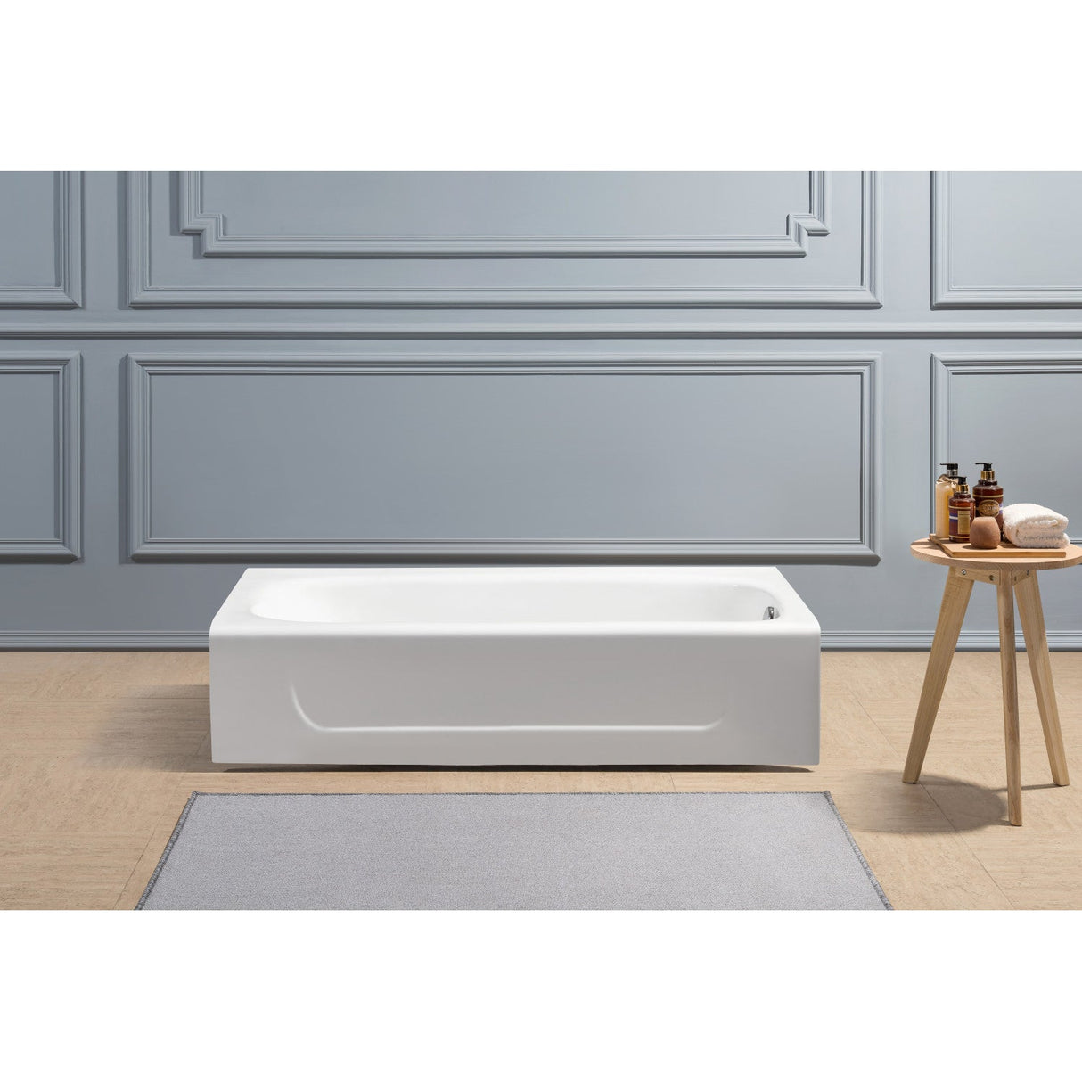 Aqua Eden VCTAP603015R 60-Inch Cast Iron 3-Wall Alcove Tub with Right Hand Drain Hole, White