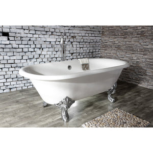 Aqua Eden VCTDE7232NL1 72-Inch Cast Iron Double Ended Clawfoot Tub (No Faucet Drillings), White/Polished Chrome