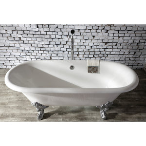 Aqua Eden VCTDE7232NL1 72-Inch Cast Iron Double Ended Clawfoot Tub (No Faucet Drillings), White/Polished Chrome