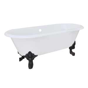 Aqua Eden VCTDE7232NL5 72-Inch Cast Iron Double Ended Clawfoot Tub (No Faucet Drillings), White/Oil Rubbed Bronze
