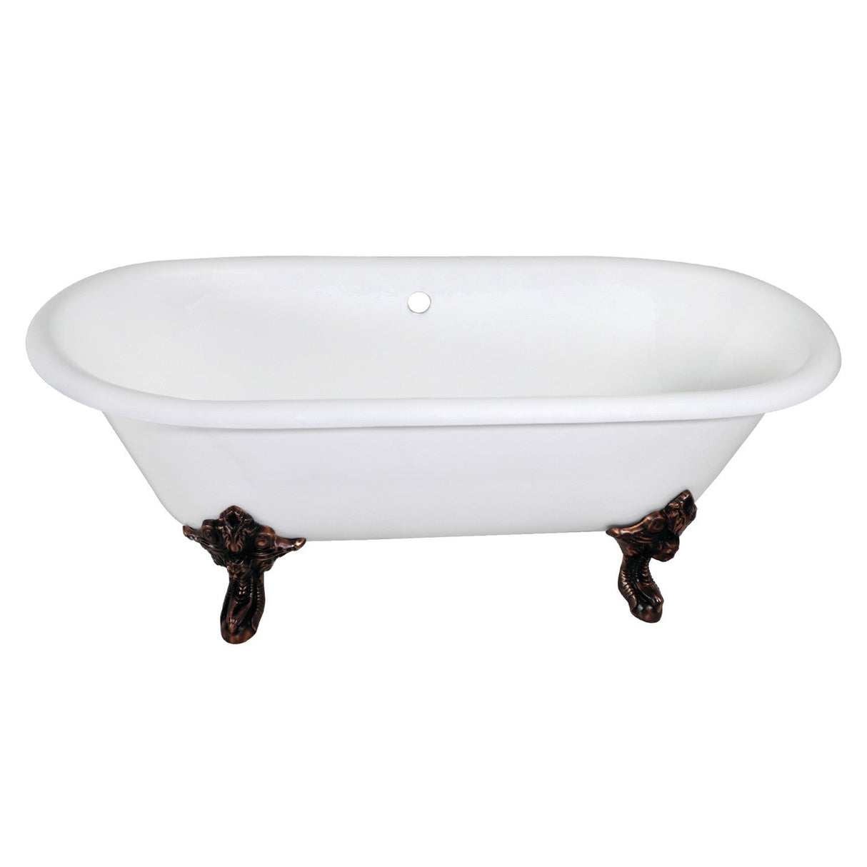 Aqua Eden VCTDE7232NL5 72-Inch Cast Iron Double Ended Clawfoot Tub (No Faucet Drillings), White/Oil Rubbed Bronze