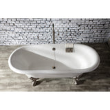 Aqua Eden VCTDE7232NL8 72-Inch Cast Iron Double Ended Clawfoot Tub (No Faucet Drillings), White/Brushed Nickel