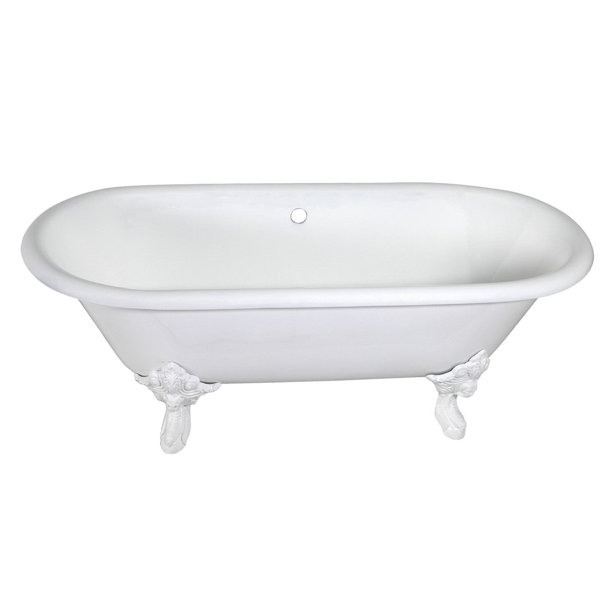 Aqua Eden VCTDE7232NLW 72-Inch Cast Iron Double Ended Clawfoot Tub (No Faucet Drillings), White