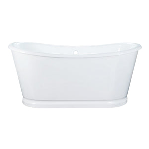 Aqua Eden VCTDS662829 66-Inch Double Slipper Cast Iron Skirted Pedestal Tub, White