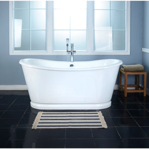 Aqua Eden VCTDS662829 66-Inch Double Slipper Cast Iron Skirted Pedestal Tub, White