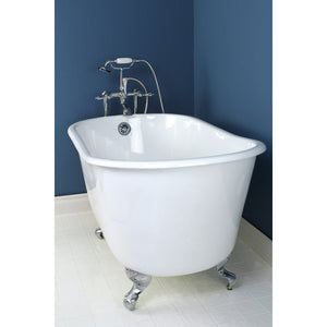 Onamia VCTND4828NT1 48-Inch Cast Iron Single Slipper Clawfoot Tub (No Faucet Drillings), White/Polished Chrome