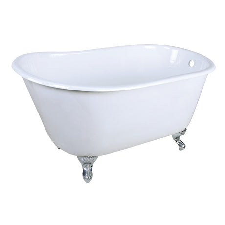 Onamia VCTND4828NT1 48-Inch Cast Iron Single Slipper Clawfoot Tub (No Faucet Drillings), White/Polished Chrome
