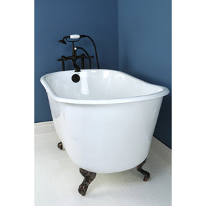 Onamia VCTND4828NT5 48-Inch Cast Iron Single Slipper Clawfoot Tub (No Faucet Drillings), White/Oil Rubbed Bronze