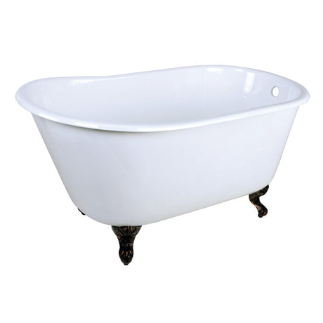 Onamia VCTND4828NT5 48-Inch Cast Iron Single Slipper Clawfoot Tub (No Faucet Drillings), White/Oil Rubbed Bronze