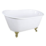 Onamia VCTND4828NT7 48-Inch Cast Iron Single Slipper Clawfoot Tub (No Faucet Drillings), White/Brushed Brass