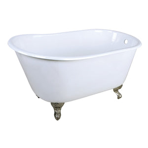 Onamia VCTND4828NT8 48-Inch Cast Iron Single Slipper Clawfoot Tub (No Faucet Drillings), White/Brushed Nickel