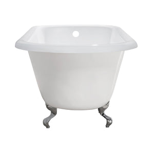 Aqua Eden VCTND483117W1 48-Inch Cast Iron Roll Top Clawfoot Tub (No Faucet Drillings), White/Polished Chrome