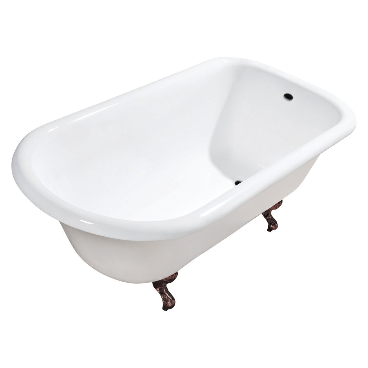Aqua Eden VCTND483117W5 48-Inch Cast Iron Roll Top Clawfoot Tub (No Faucet Drillings), White/Oil Rubbed Bronze