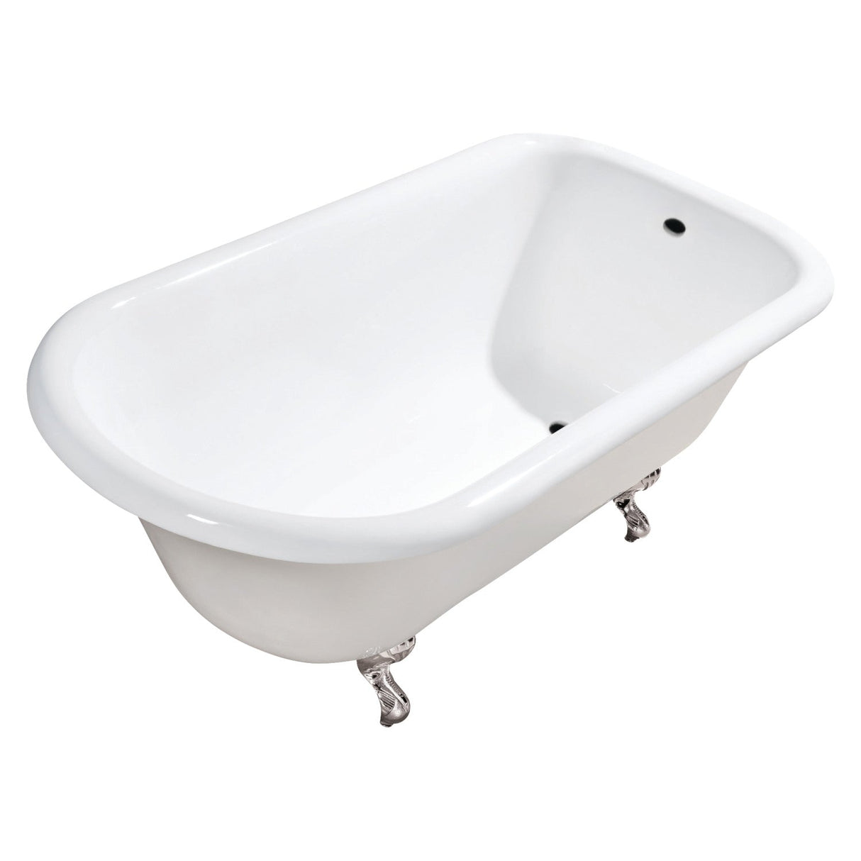 Aqua Eden VCTND483117W6 48-Inch Cast Iron Roll Top Clawfoot Tub (No Faucet Drillings), White/Polished Nickel