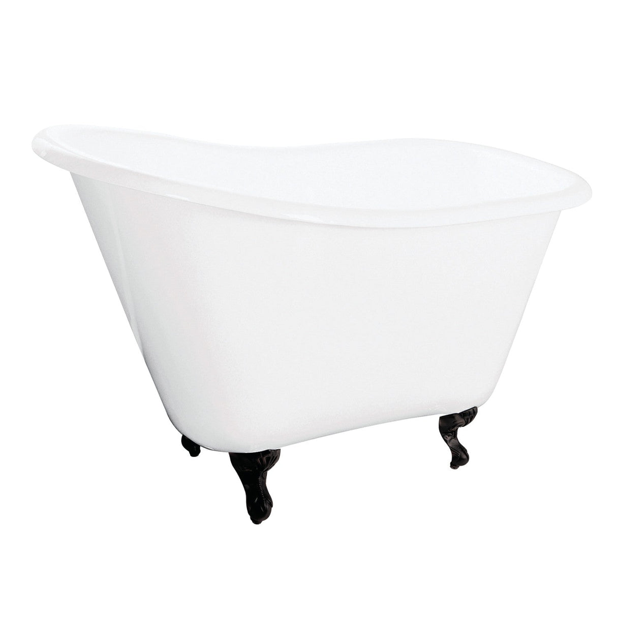 Tazatina VCTND5130NT0 51-Inch Cast Iron Single Slipper Clawfoot Tub (No Faucet Drillings), White/Matte Black