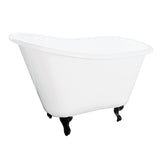 Tazatina VCTND5130NT0 51-Inch Cast Iron Single Slipper Clawfoot Tub (No Faucet Drillings), White/Matte Black