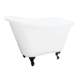 Tazatina VCTND5130NT5 51-Inch Cast Iron Single Slipper Clawfoot Tub (No Faucet Drillings), White/Oil Rubbed Bronze