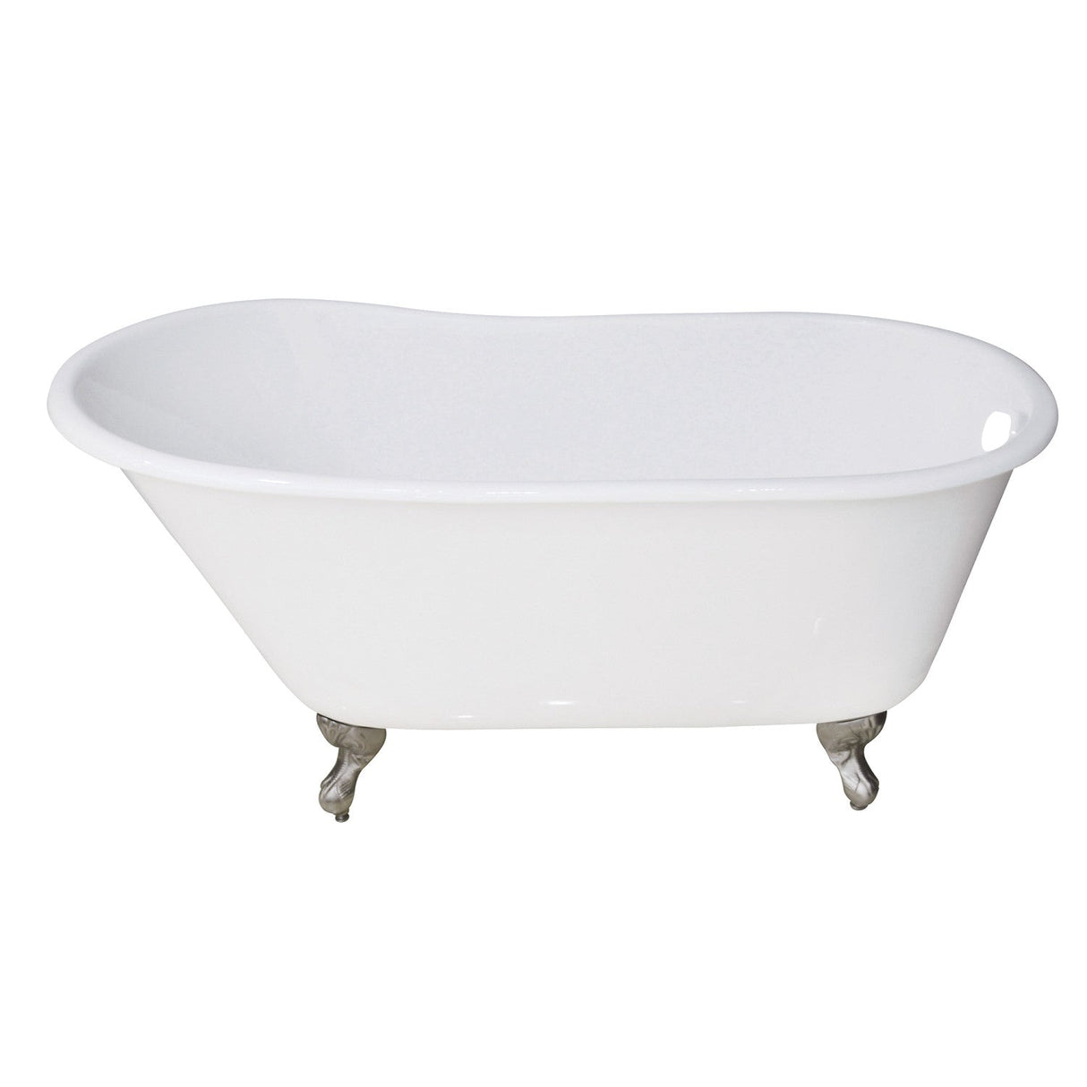 Aqua Eden VCTND5328NT1 53-Inch Cast Iron Single Slipper Clawfoot Tub (No Faucet Drillings), White/Polished Chrome