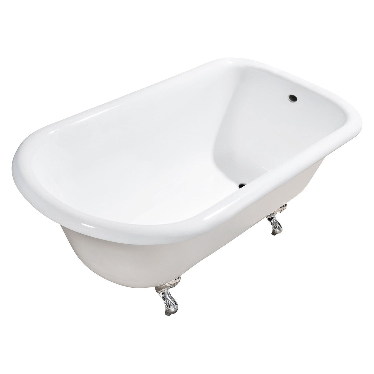 Aqua Eden VCTND543019W1 54-Inch Cast Iron Roll Top Clawfoot Tub (No Faucet Drillings), White/Polished Chrome