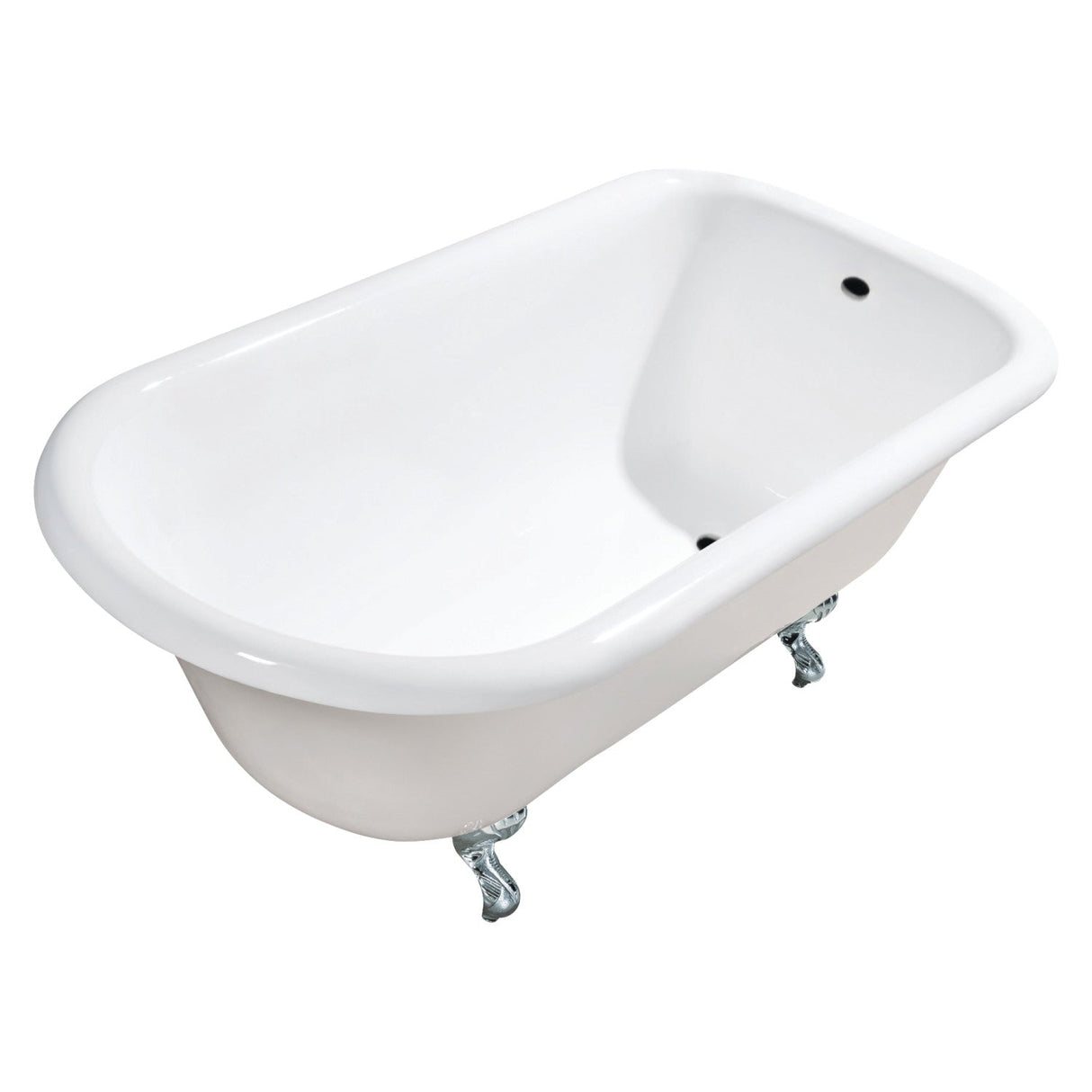 Aqua Eden VCTND543019W1 54-Inch Cast Iron Roll Top Clawfoot Tub (No Faucet Drillings), White/Polished Chrome