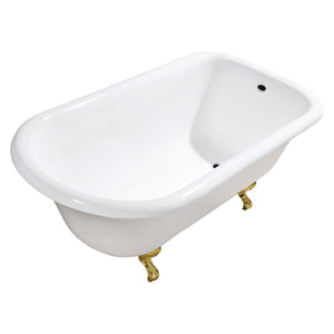 Aqua Eden VCTND543019W7 54-Inch Cast Iron Roll Top Clawfoot Tub (No Faucet Drillings), White/Brushed Brass