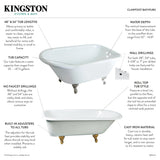 Aqua Eden VCTND543019W8 54-Inch Cast Iron Roll Top Clawfoot Tub (No Faucet Drillings), White/Brushed Nickel