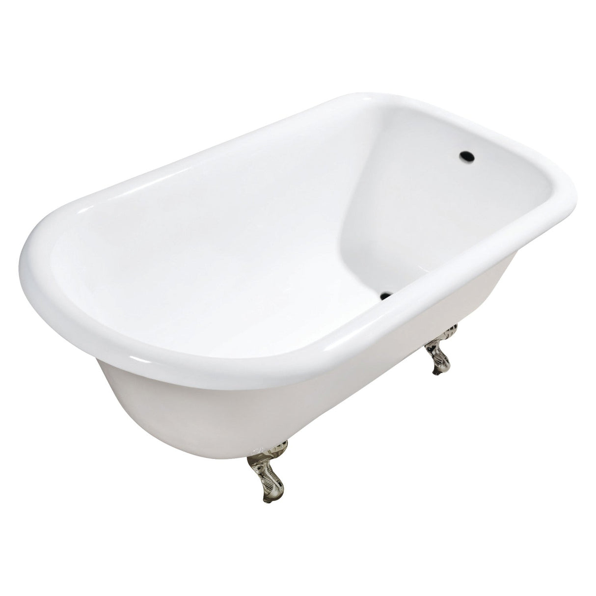 Aqua Eden VCTND543019W8 54-Inch Cast Iron Roll Top Clawfoot Tub (No Faucet Drillings), White/Brushed Nickel