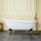 Tazatina VCTND5431B5 54-Inch Cast Iron Single Slipper Clawfoot Tub (No Faucet Drillings), White/Oil Rubbed Bronze