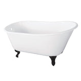 Onamia VCTND5728NT0 57-Inch Cast Iron Single Slipper Clawfoot Tub (No Faucet Drillings), White/Matte Black