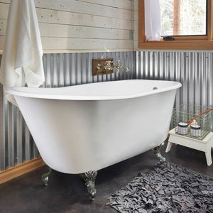 Onamia VCTND5728NT1 57-Inch Cast Iron Single Slipper Clawfoot Tub (No Faucet Drillings), White/Polished Chrome