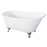 Onamia VCTND5728NT1 57-Inch Cast Iron Single Slipper Clawfoot Tub (No Faucet Drillings), White/Polished Chrome