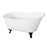 Onamia VCTND5728NT5 57-Inch Cast Iron Single Slipper Clawfoot Tub (No Faucet Drillings), White/Oil Rubbed Bronze