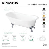 Aqua Eden VCTND5731B0 57-Inch Cast Iron Single Slipper Clawfoot Tub (No Faucet Drillings), White/Matte Black