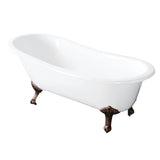 Tazatina VCTND5731B6 57-Inch Cast Iron Single Slipper Clawfoot Tub (No Faucet Drillings), White/Naples Bronze