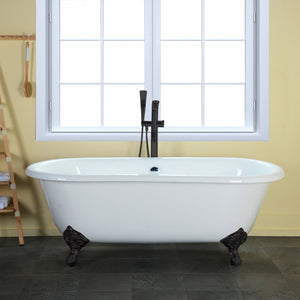 Aqua Eden VCTND603017NB0 60-Inch Cast Iron Double Ended Clawfoot Tub (No Faucet Drillings), White/Matte Black