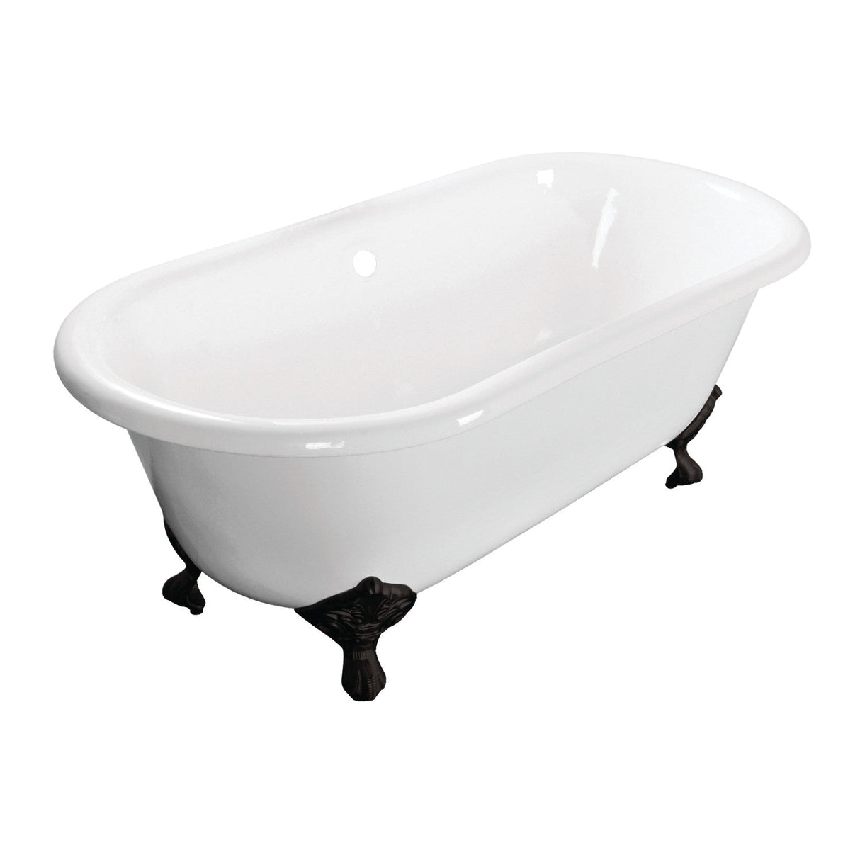 Aqua Eden VCTND603017NB0 60-Inch Cast Iron Double Ended Clawfoot Tub (No Faucet Drillings), White/Matte Black