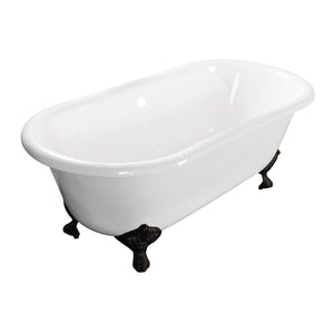 Aqua Eden VCTND603017NB0 60-Inch Cast Iron Double Ended Clawfoot Tub (No Faucet Drillings), White/Matte Black