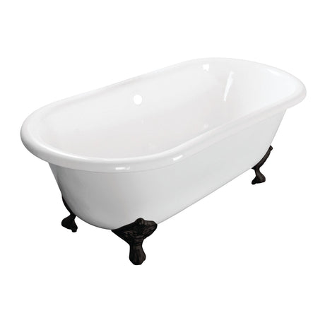 Aqua Eden VCTND603017NB0 60-Inch Cast Iron Double Ended Clawfoot Tub (No Faucet Drillings), White/Matte Black