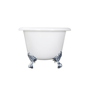 Aqua Eden VCTND603017NB1 60-Inch Cast Iron Double Ended Clawfoot Tub (No Faucet Drillings), White/Polished Chrome