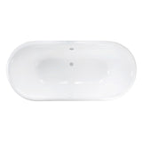 Aqua Eden VCTND603017NB1 60-Inch Cast Iron Double Ended Clawfoot Tub (No Faucet Drillings), White/Polished Chrome