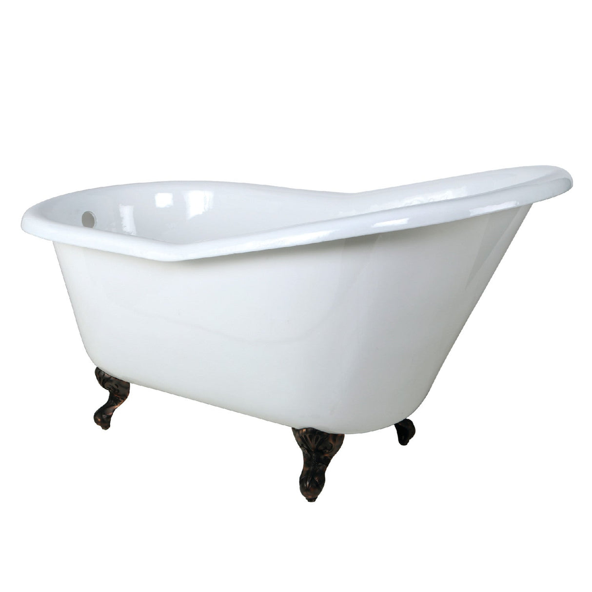 Aqua Eden VCTND6030NT5 60-Inch Cast Iron Single Slipper Clawfoot Tub (No Faucet Drillings), White/Oil Rubbed Bronze