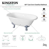 Aqua Eden VCTND603119NC0 60-Inch Cast Iron Double Ended Clawfoot Tub (No Faucet Drillings), White/Matte Black