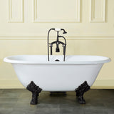 Aqua Eden VCTND603119NC0 60-Inch Cast Iron Double Ended Clawfoot Tub (No Faucet Drillings), White/Matte Black