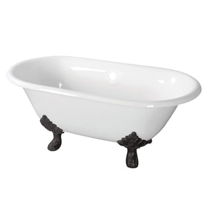 Aqua Eden VCTND603119NC0 60-Inch Cast Iron Double Ended Clawfoot Tub (No Faucet Drillings), White/Matte Black
