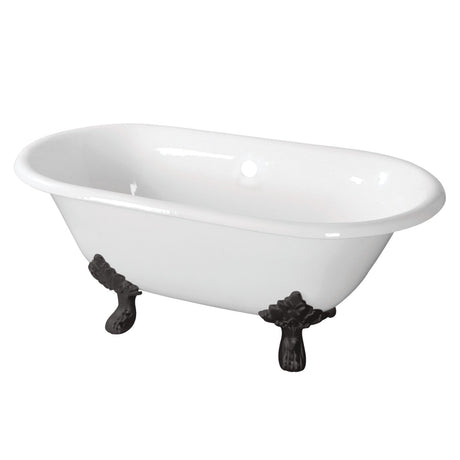 Aqua Eden VCTND603119NC0 60-Inch Cast Iron Double Ended Clawfoot Tub (No Faucet Drillings), White/Matte Black