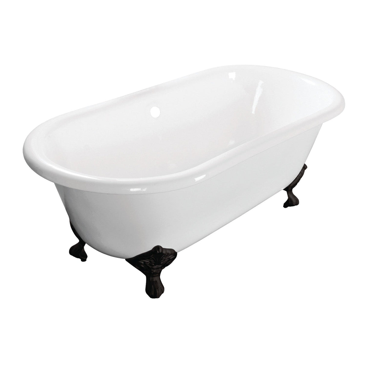 Aqua Eden VCTND663013NB0 66-Inch Cast Iron Double Ended Clawfoot Tub (No Faucet Drillings), White/Matte Black